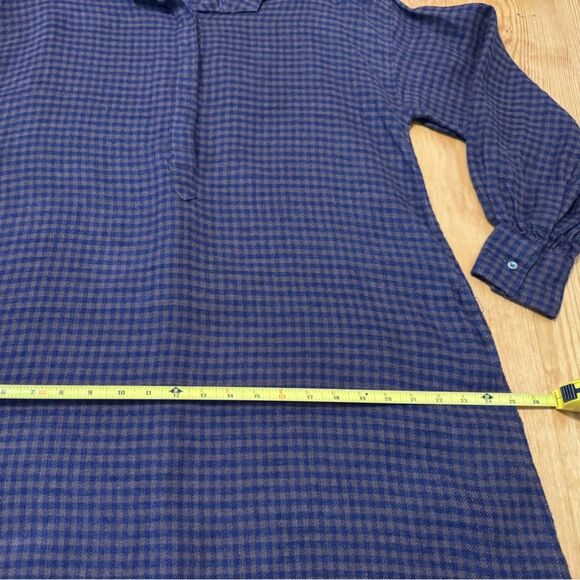 Ann Mashburn Anaya Popover Dress in Brown Navy Gingham Linen Size MED - Picture 11 of 15